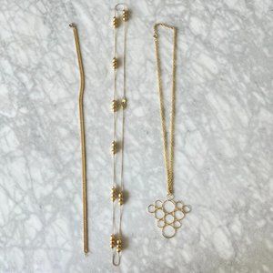 Lot 3 goldtone retro necklaces for layering